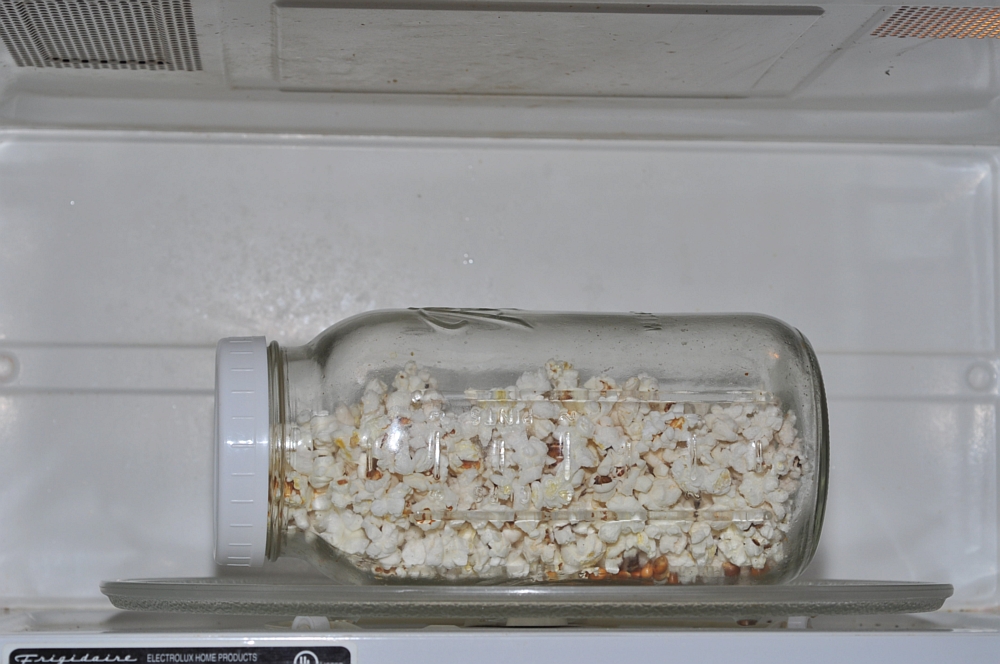 jar in microwave oven.